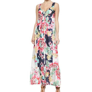 Johnny Was  100% silk Sleeveless Floral-Print Button-Front maxi Dress, 2X